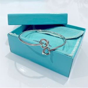 Authentic Tiffany & Co. 925 Double Open Heart Bangle Bracelet